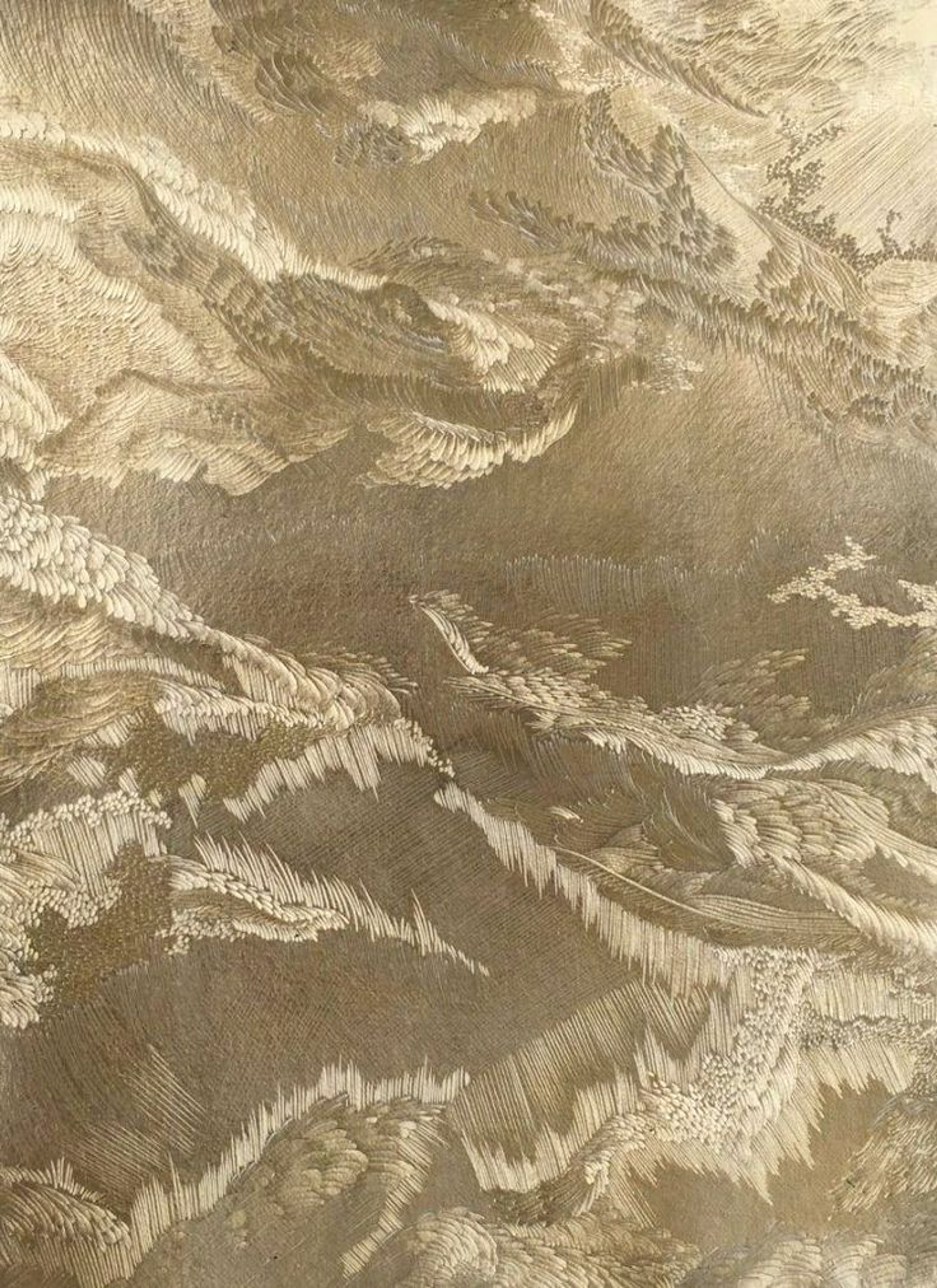 Gilded textured wallcovering evoking a windswept landscape in a Barangaroo interior