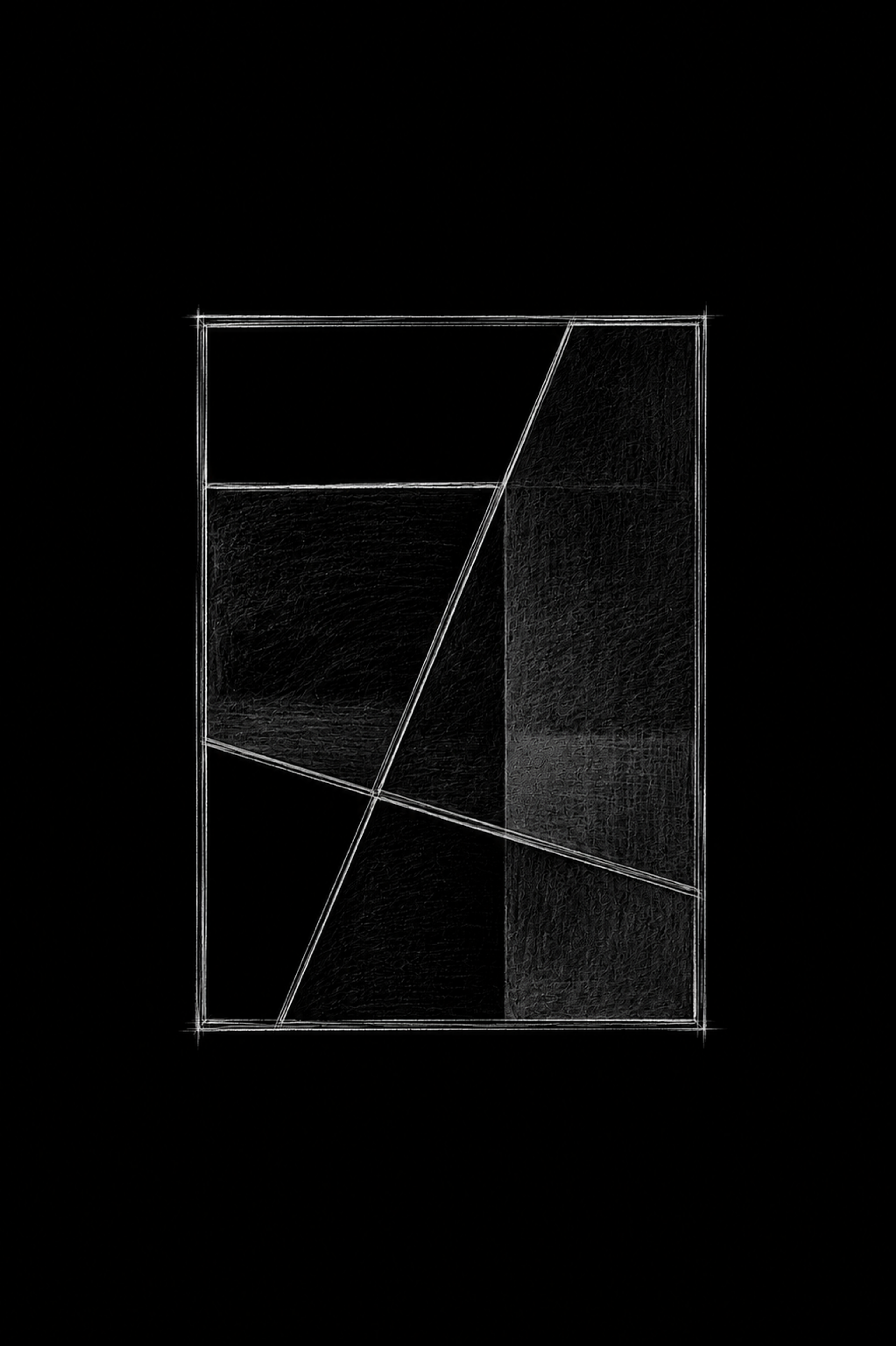 Minimal geometric line study in white on a black ground