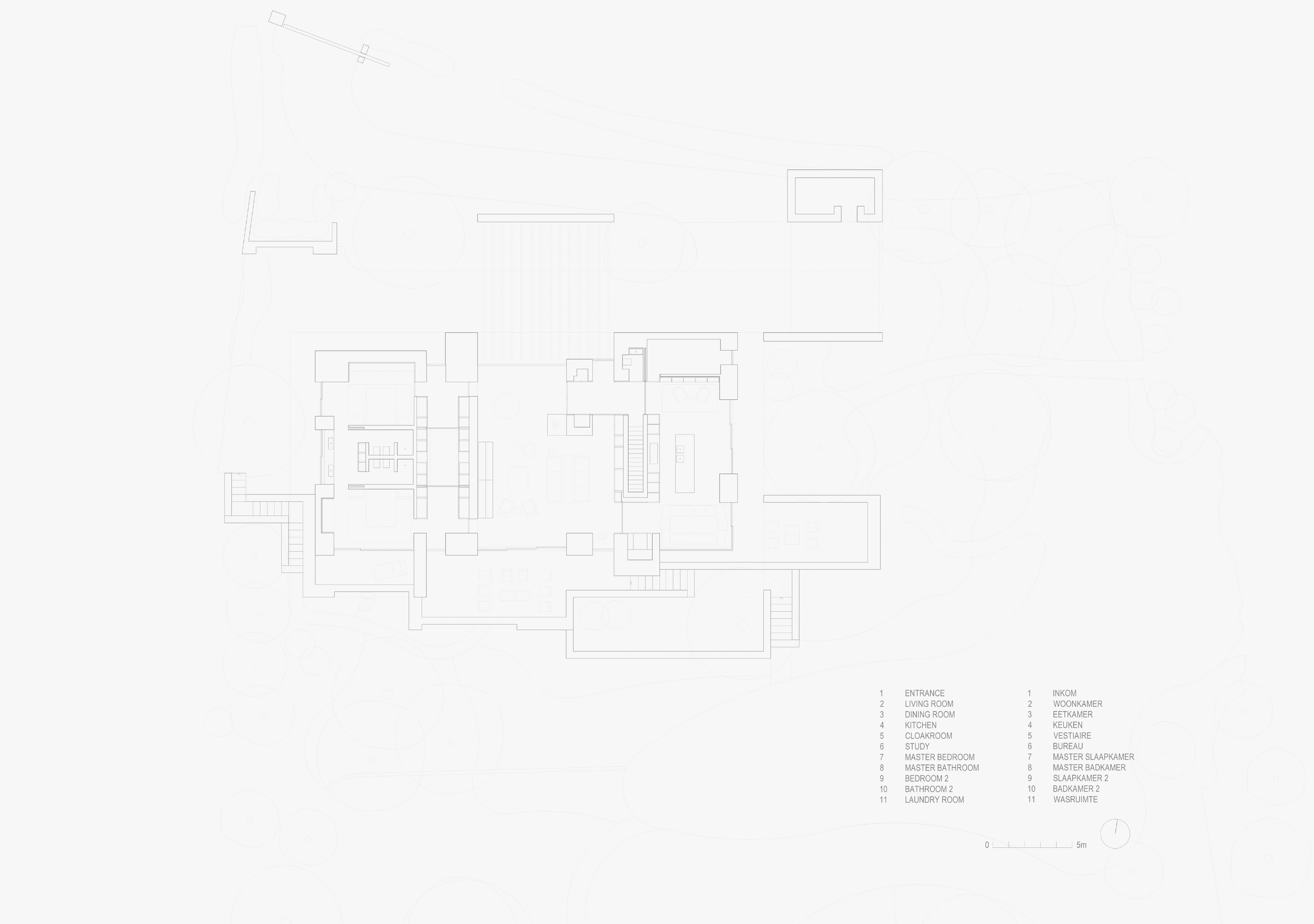 Architectural floor plan for the Vincent Van Duysen B Residence