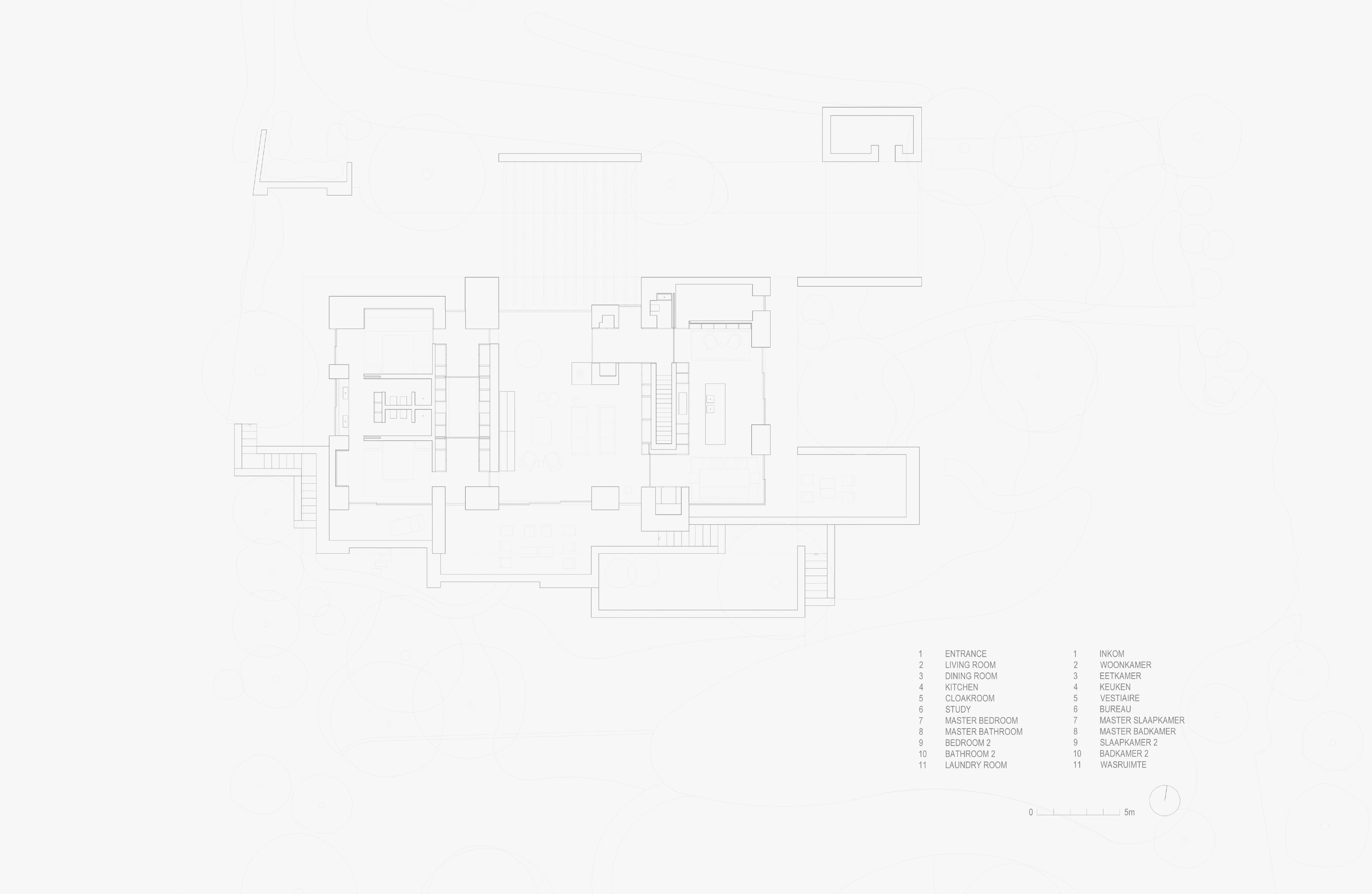 Architectural floor plan for the Vincent Van Duysen B Residence