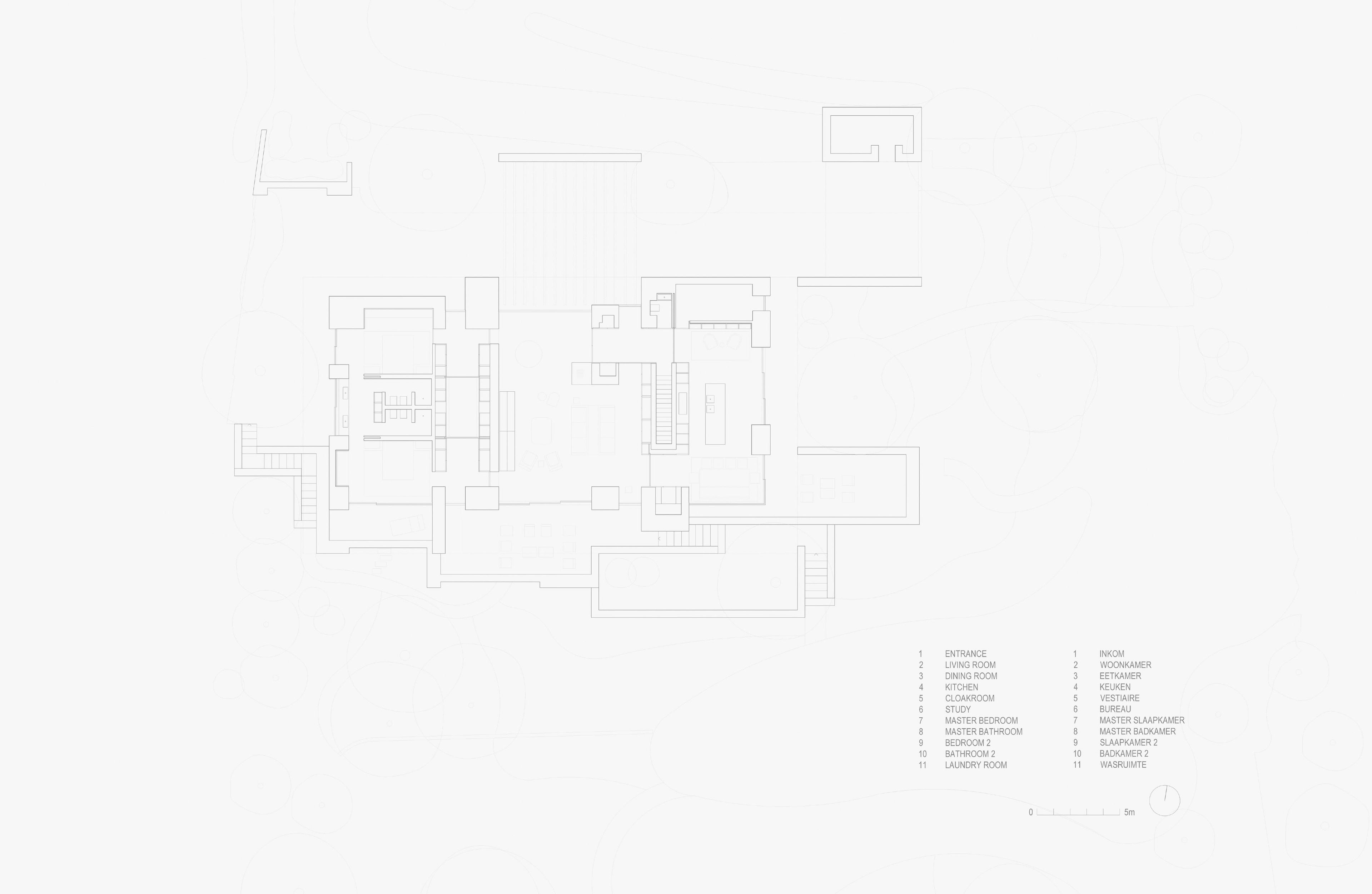 Architectural floor plan for the Vincent Van Duysen B Residence