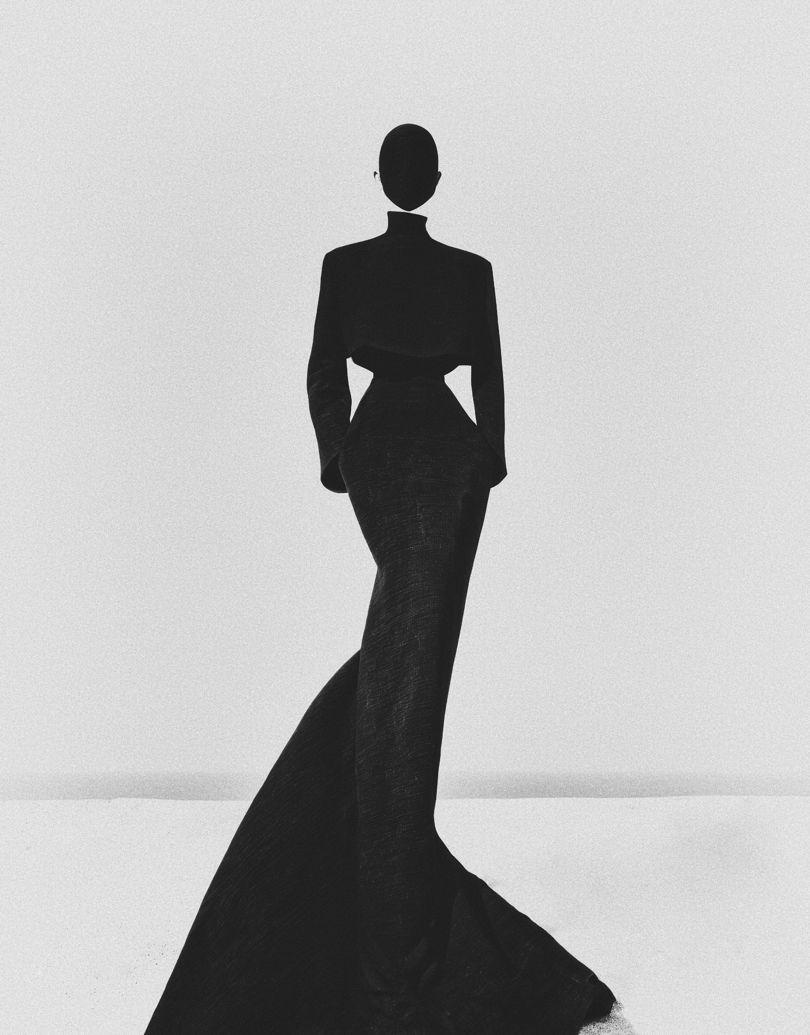 Bastiaan Woudt photograph of a gowned figure in stark silhouette